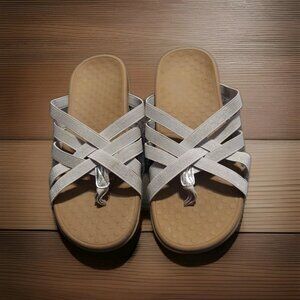 Vionic Women’s Tia Champagne Metallic Size 9 Woven‎ Stretch Sandals Summer